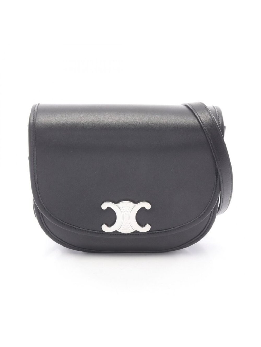 Celine Shoulder Bag Besace Triomphe Black Leather